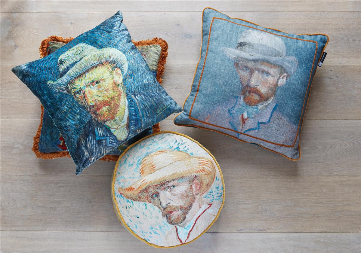 Beddinghouse x Van Gogh Museum Self Portrait Vincent Sierkussen - 50x50 cm - Blauw