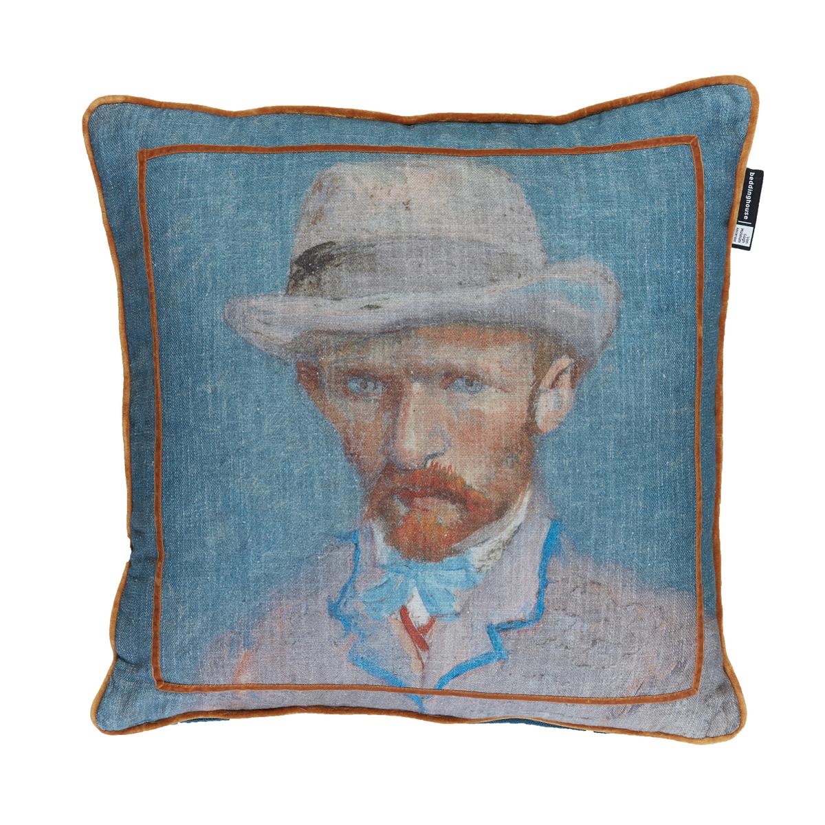 Beddinghouse x Van Gogh Museum Self Portrait Vincent Sierkussen - 50x50 cm - Blauw