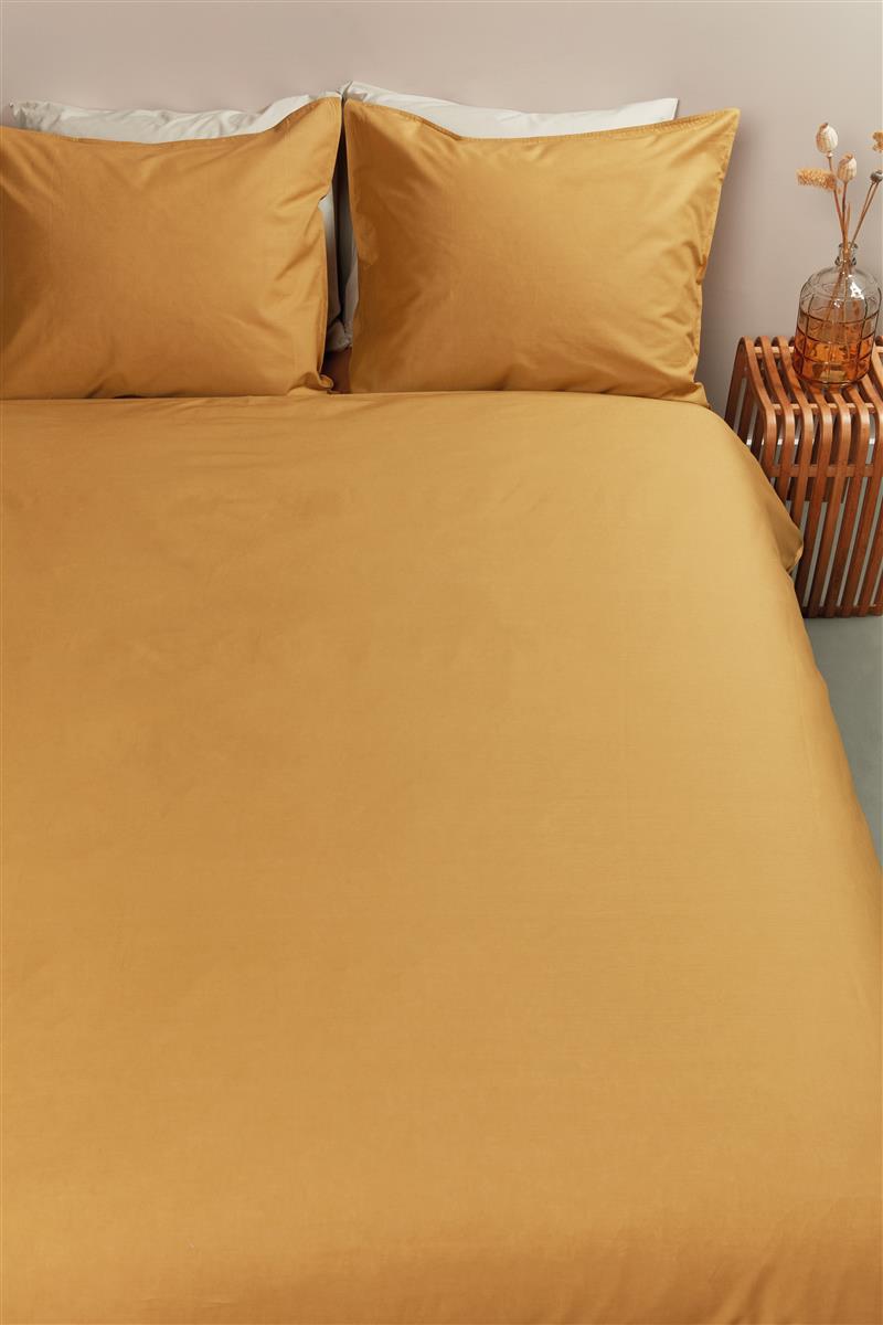 Ambiante Cotton Uni dekbedovertrek - Oker