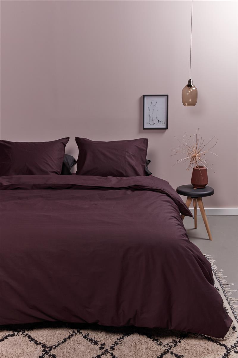 Ambiante Cotton Uni dekbedovertrek - Donker Rood