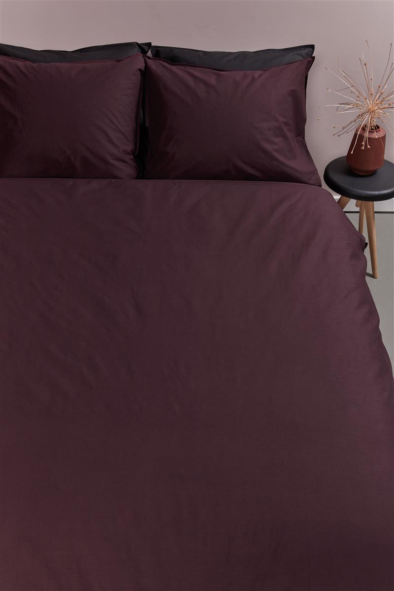 Ambiante Cotton Uni dekbedovertrek - Donker Rood