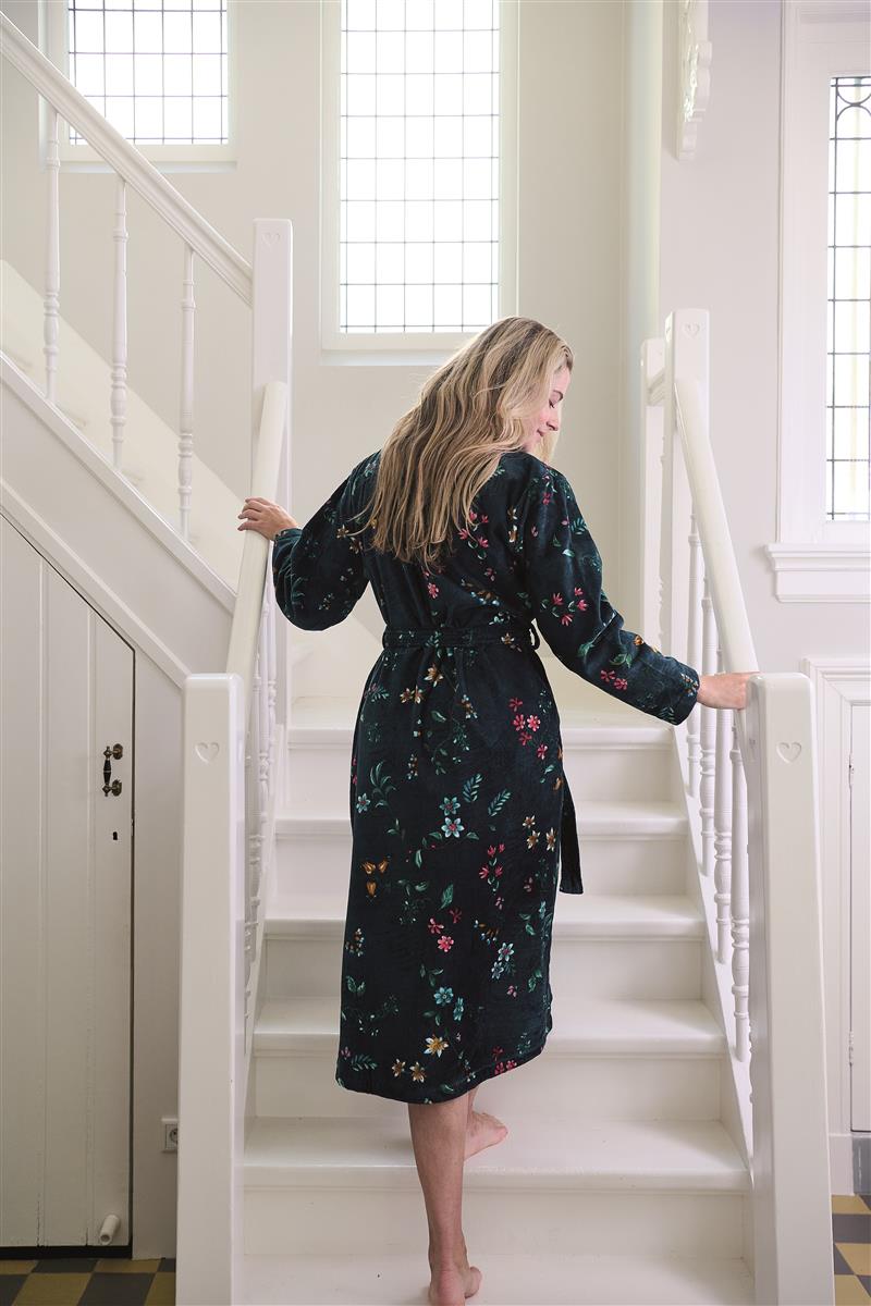 Pip Studio Les Fleurs Bathrobe - Dark Blue