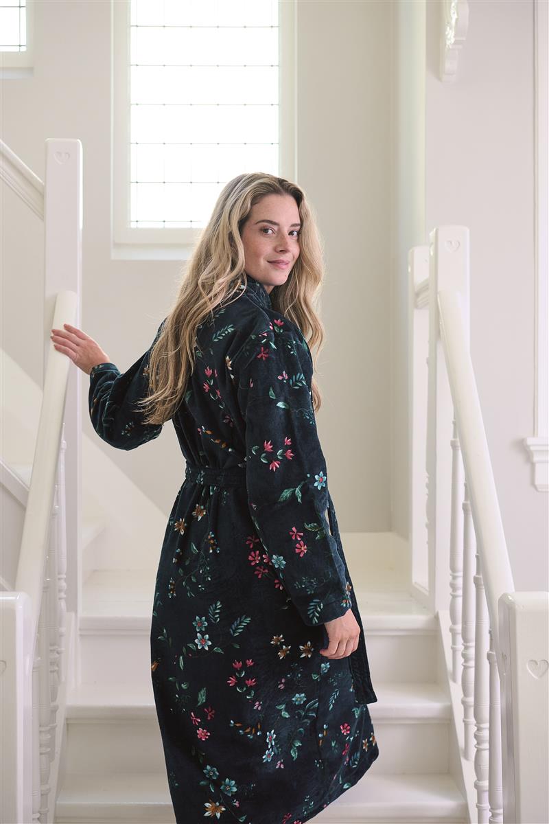 Pip Studio Les Fleurs Bathrobe - Dark Blue
