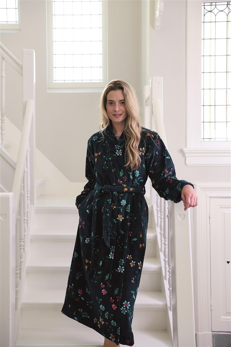 Pip Studio Les Fleurs Bathrobe - Dark Blue