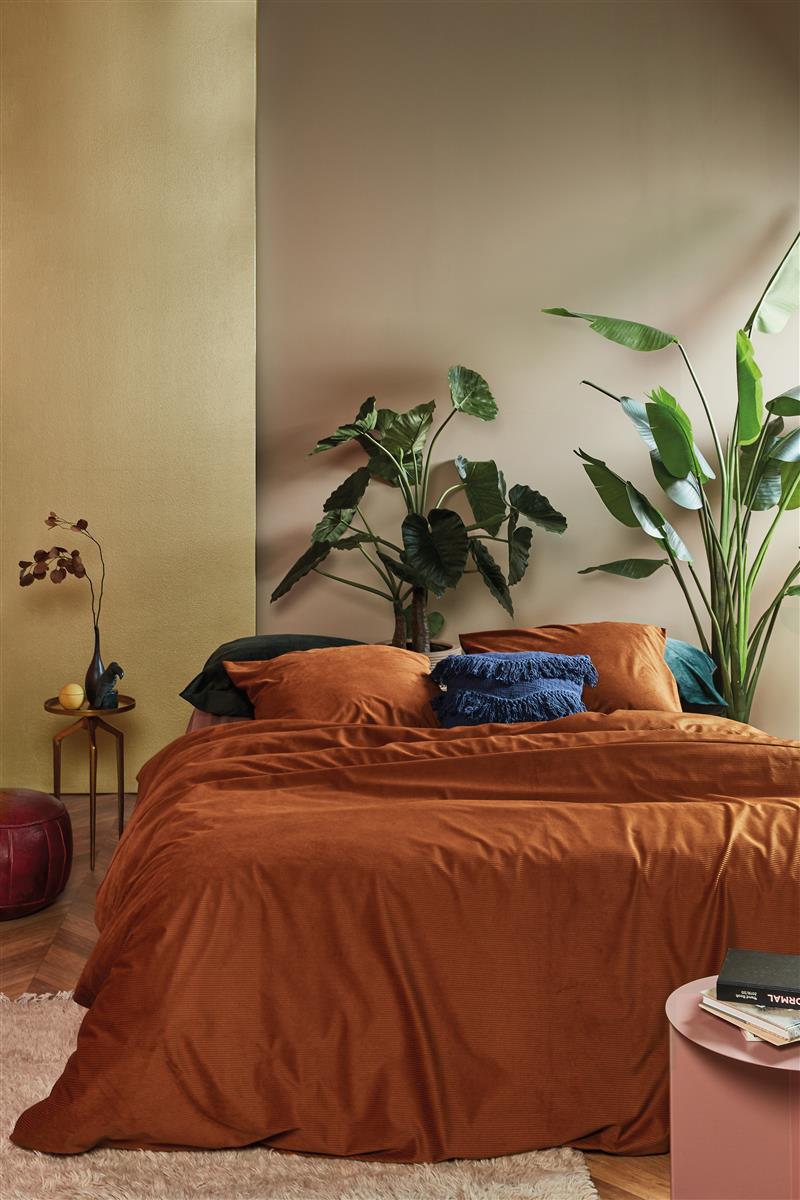 At Home by BeddingHouse Cosy Corduroy dekbedovertrek - Steenrood