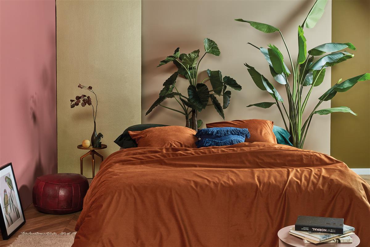 At Home by BeddingHouse Cosy Corduroy dekbedovertrek - Steenrood