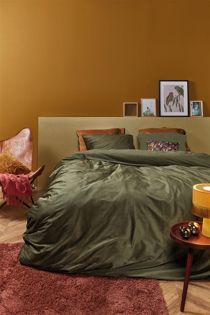 At Home by BeddingHouse Cosy Corduroy dekbedovertrek - Groen