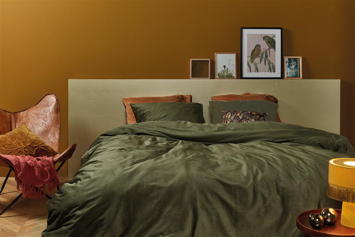 At Home by BeddingHouse Cosy Corduroy dekbedovertrek - Groen