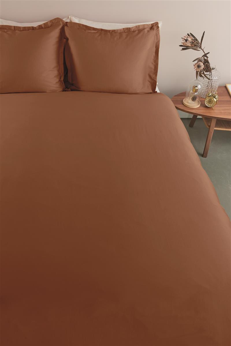 Ambiante Satin Uni dekbedovertrek - Bruin