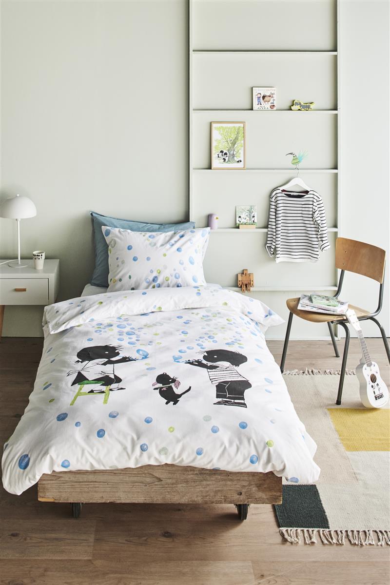 Beddinghouse x Fiep Amsterdam Bellenblazen dekbedovertrek - Blauw Groen