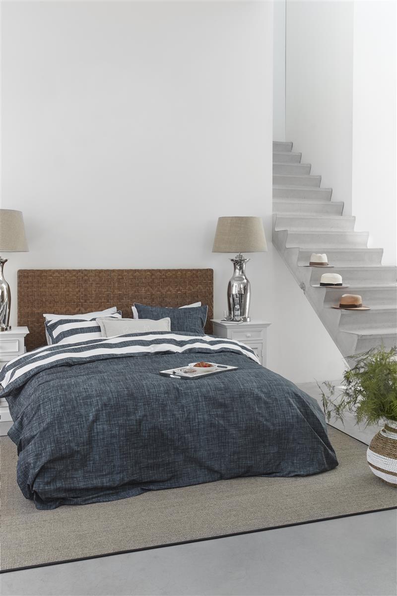 Riviera Maison Lindy Lines dekbedovertrek - Marineblauw