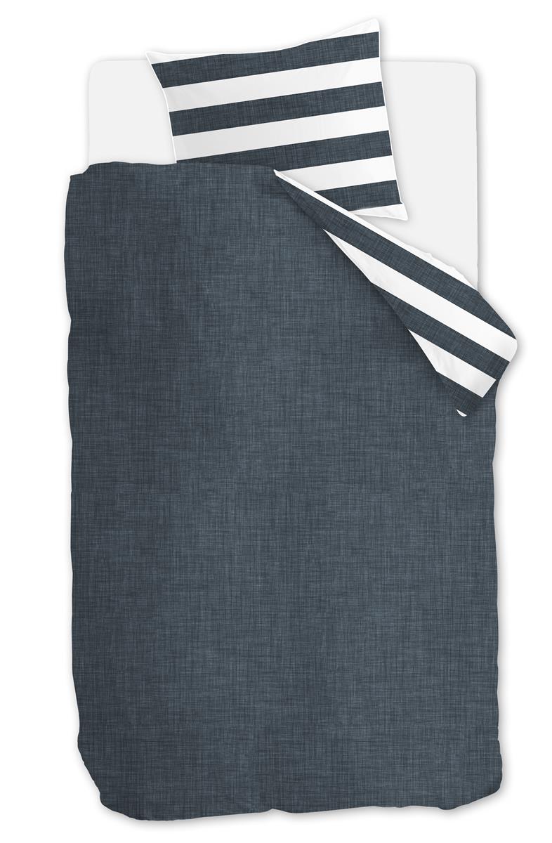 Riviera Maison Lindy Lines dekbedovertrek - Marineblauw