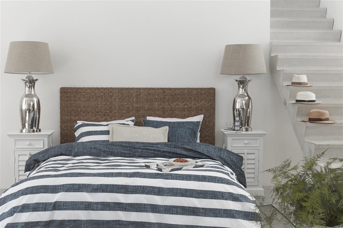 Riviera Maison Lindy Lines dekbedovertrek - Marineblauw