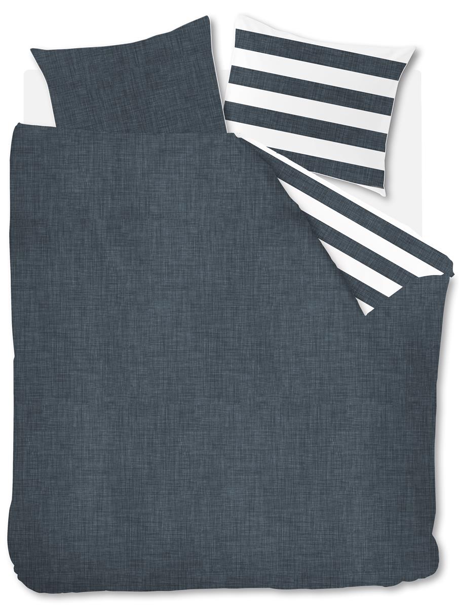 Riviera Maison Lindy Lines dekbedovertrek - Marineblauw