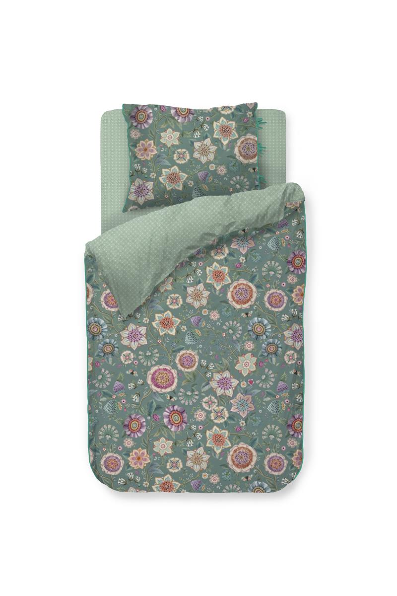 Pip Studio Viva Las Flores dekbedovertrek - Groen