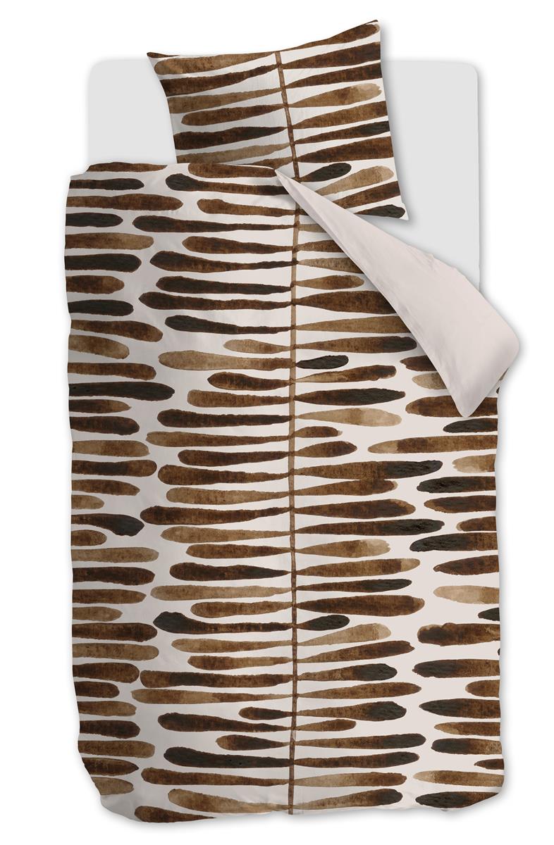 vtwonen Botanic Stripe dekbedovertrek - Steenrood