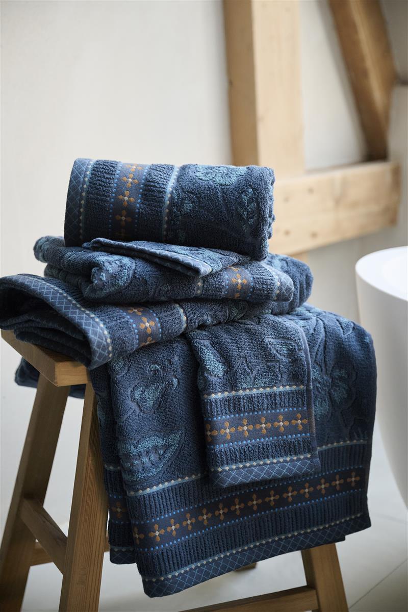 Pip Studio Jasmin Jacquard Bath Textiles - Dark Blue