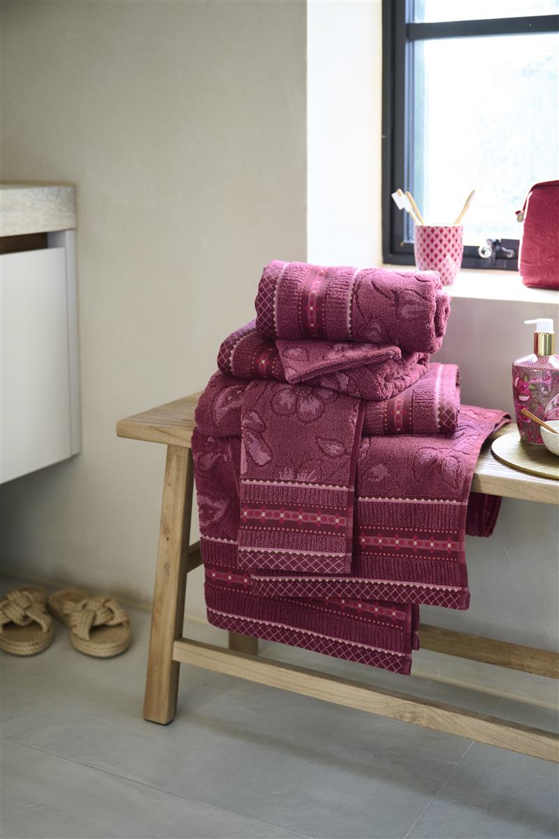 Pip Studio Jasmin Jacquard Badtextiel - Donker roze