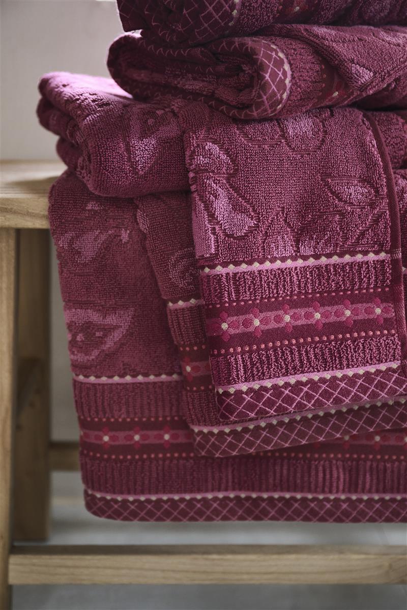Pip Studio Jasmin Jacquard Badtextiel - Donker roze
