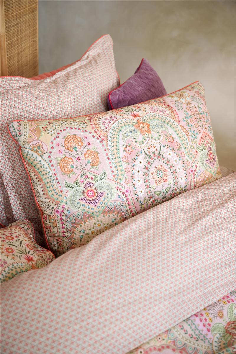 Pip Studio Jabali Flower Quilted Decorative Cushion - Coral Red