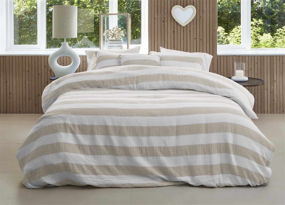 Riviera Maison Striped duvet cover - Sand