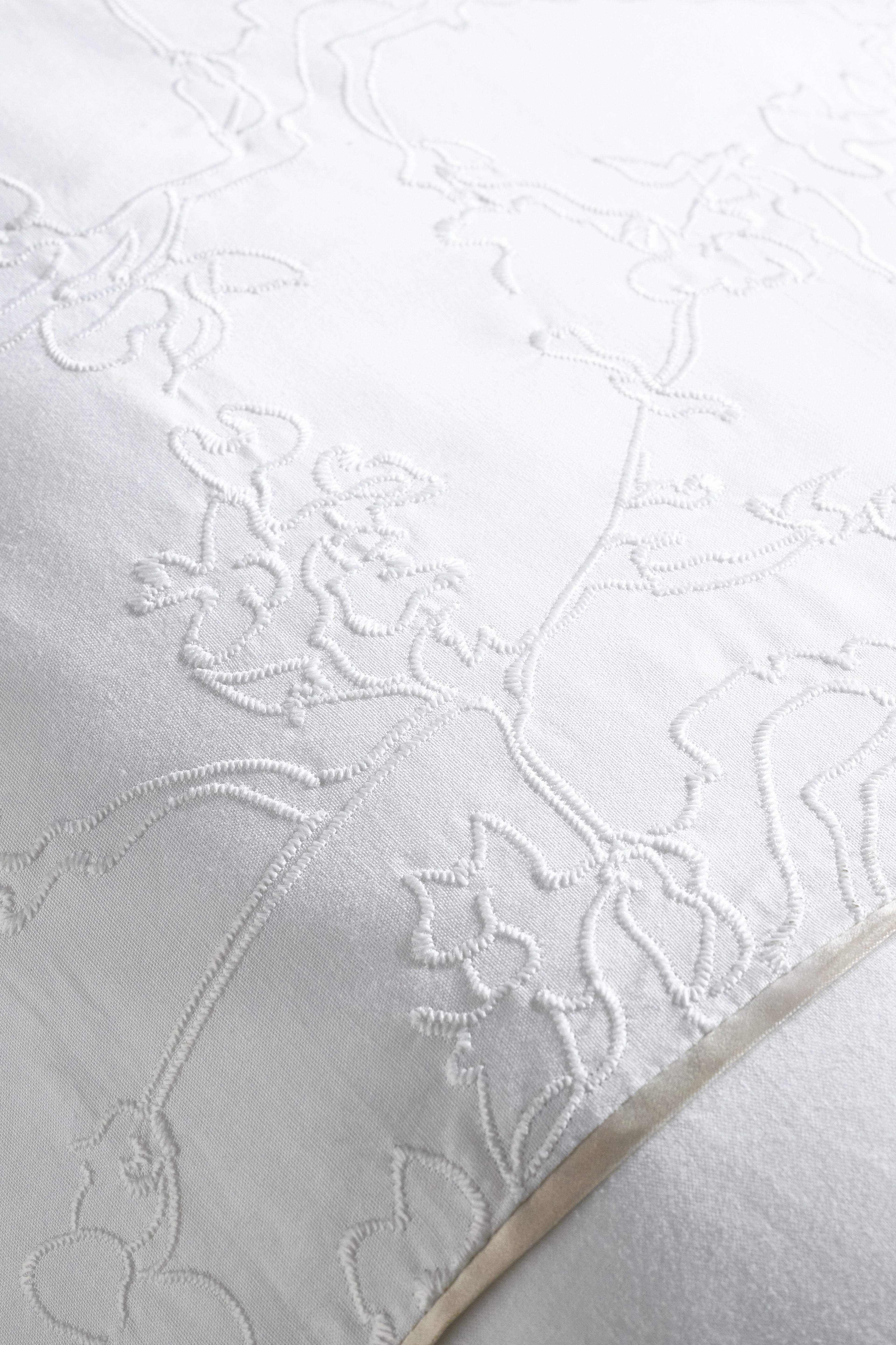 Broderie Fleurie Duvet Cover - White