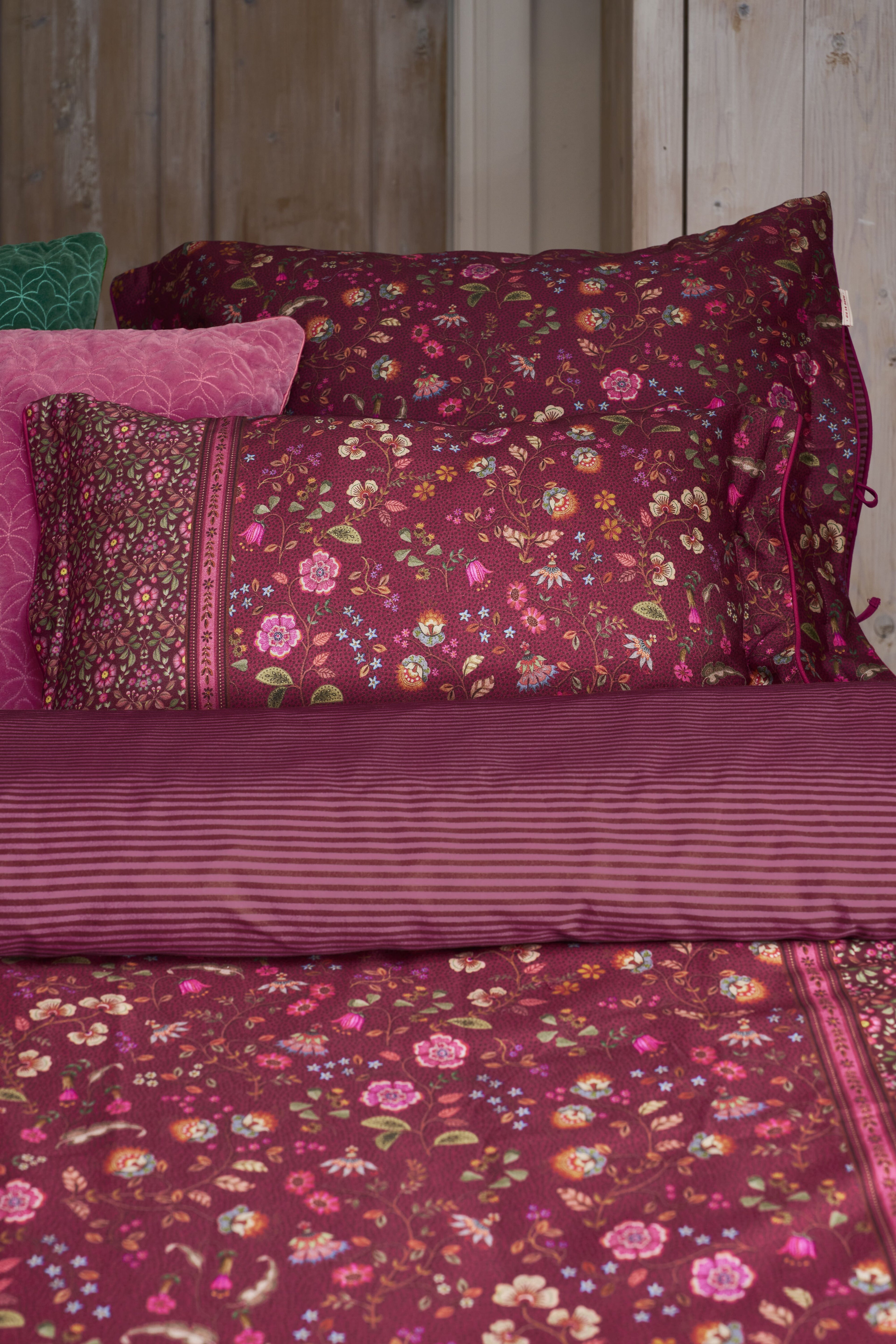 Pip Studio Flora Bangalore Decoratiekussen - Donker roze