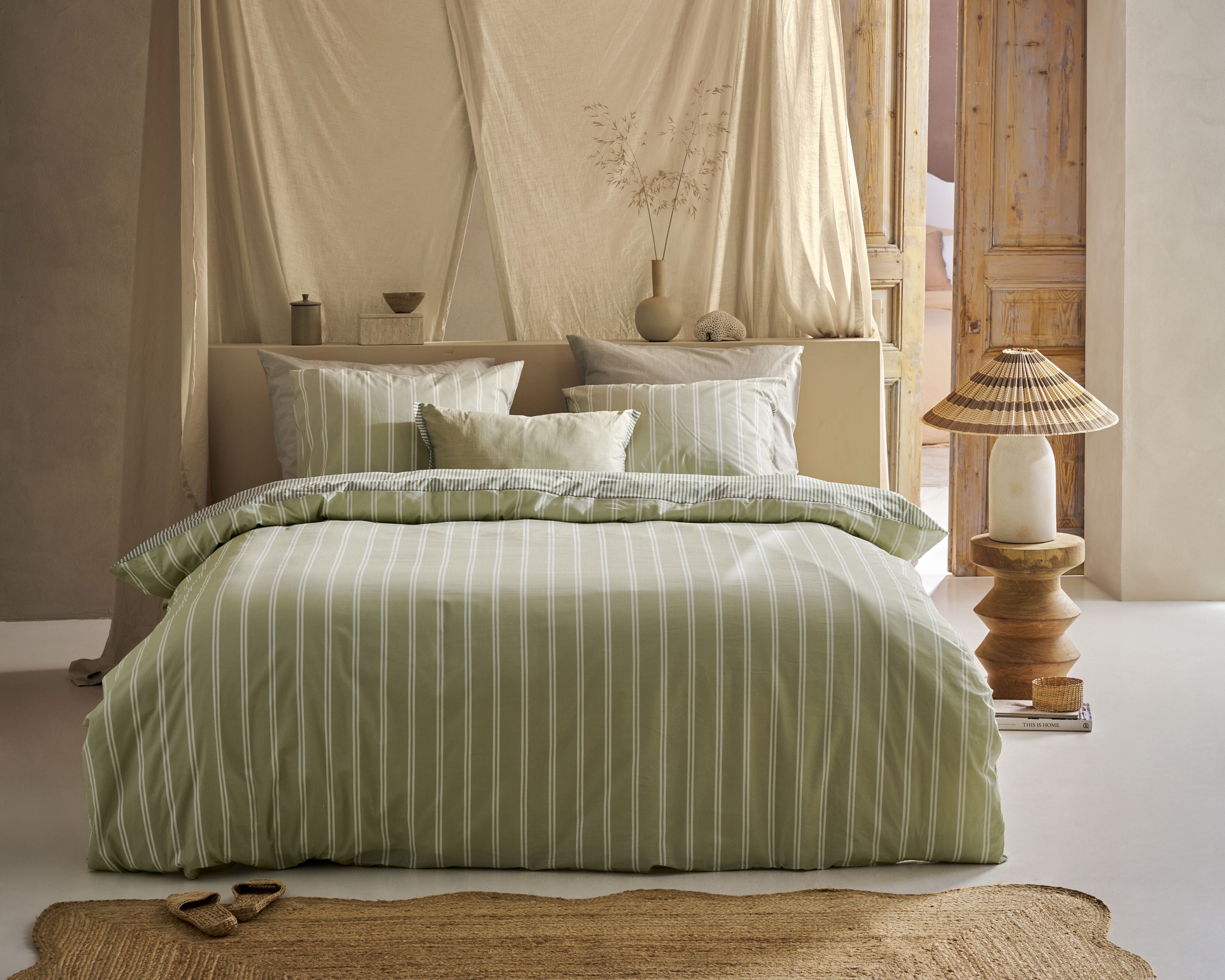 Mini Stripe Duvet Cover - Green