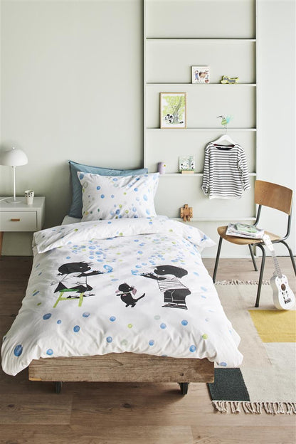 Beddinghouse x Fiep Amsterdam Bellenblazen dekbedovertrek - Blauw Groen