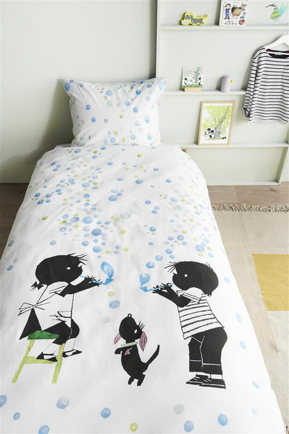 Beddinghouse x Fiep Amsterdam Bellenblazen dekbedovertrek - Blauw Groen