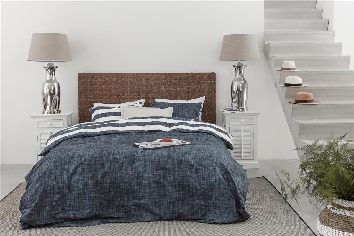 Riviera Maison Lindy Lines dekbedovertrek - Marineblauw