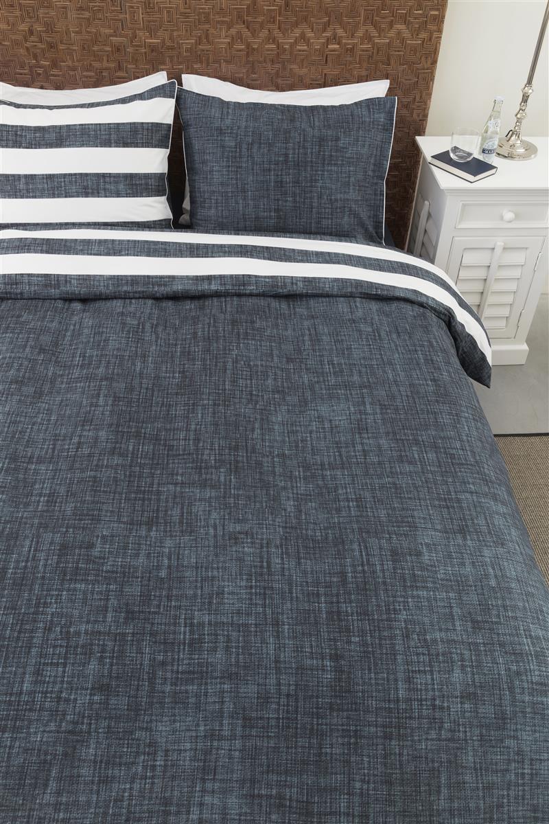 Riviera Maison Lindy Lines dekbedovertrek - Marineblauw