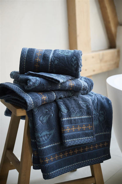 Pip Studio Jasmin Jacquard Bath Textiles - Dark Blue