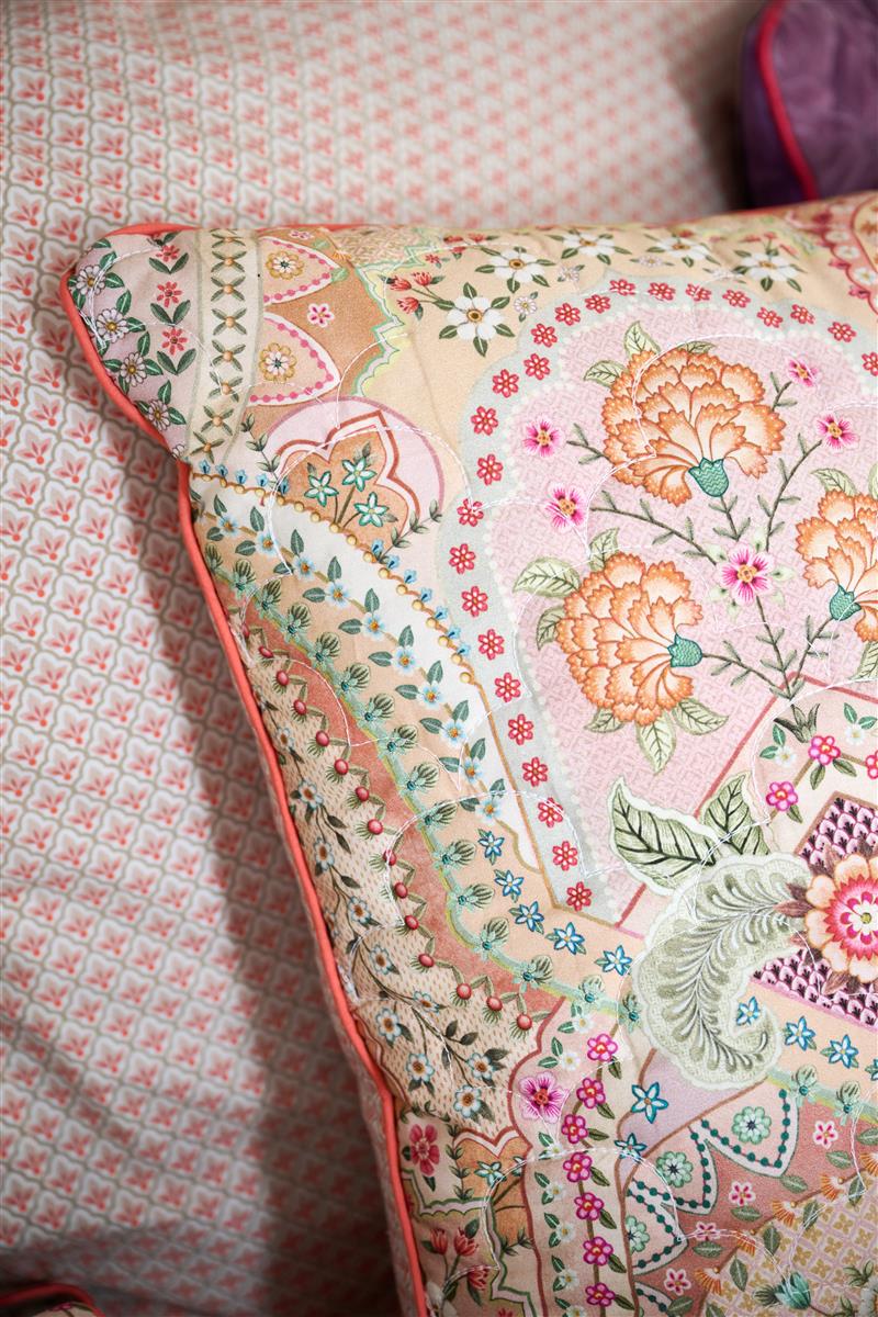 Pip Studio Jabali Flower Quilted Decorative Cushion - Coral Red