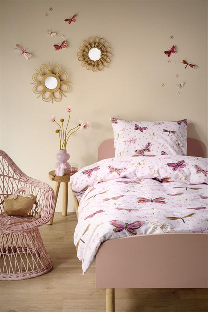 Beddinghouse Kids Butterfly Away dekbedovertrek - Roze
