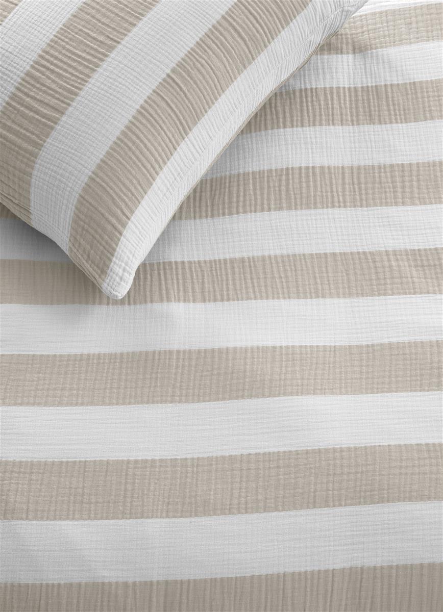 Riviera Maison Striped dekbedovertrek - Zand