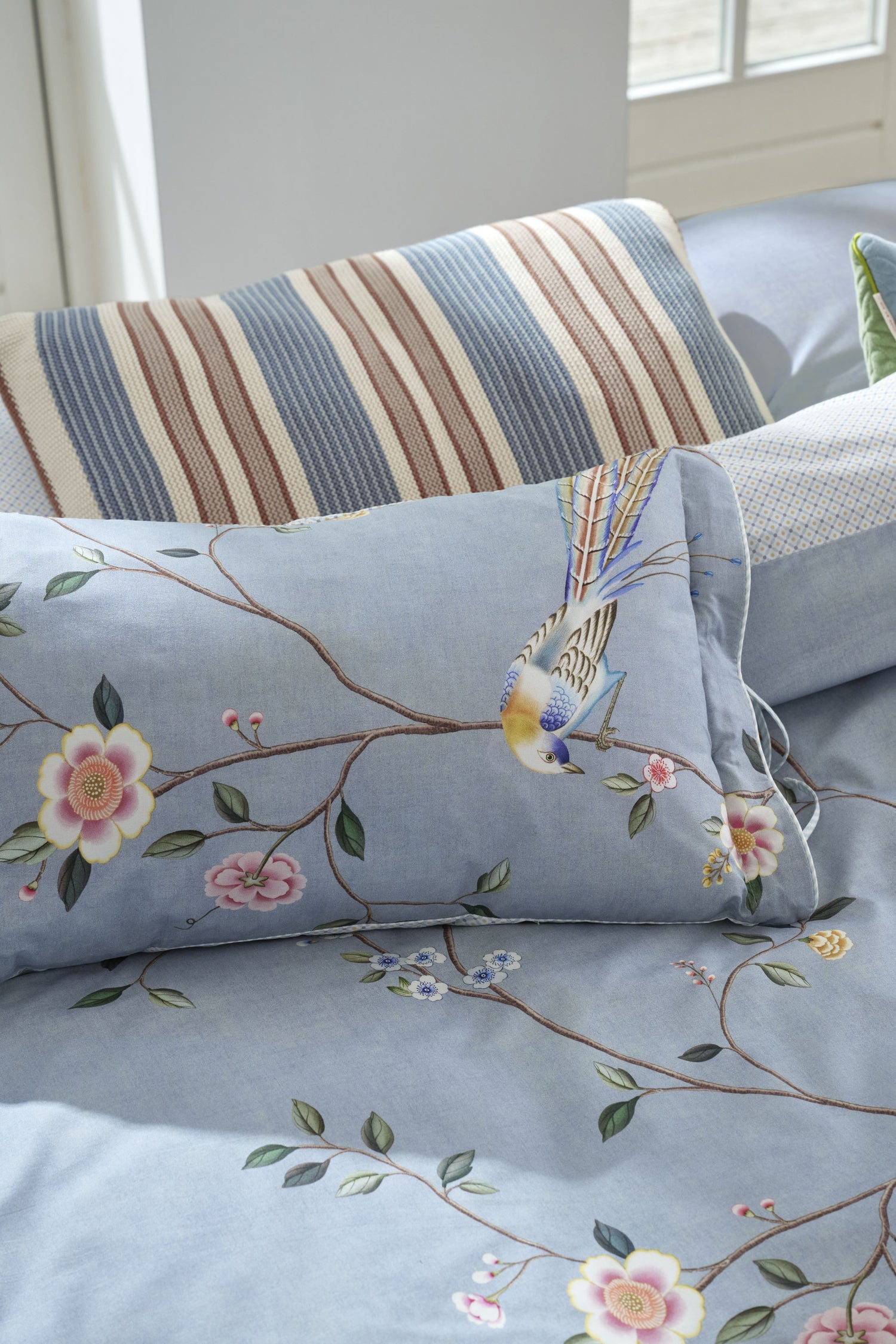 Pip Studio Bamboo Blossom Decorative Pillow - Light blue