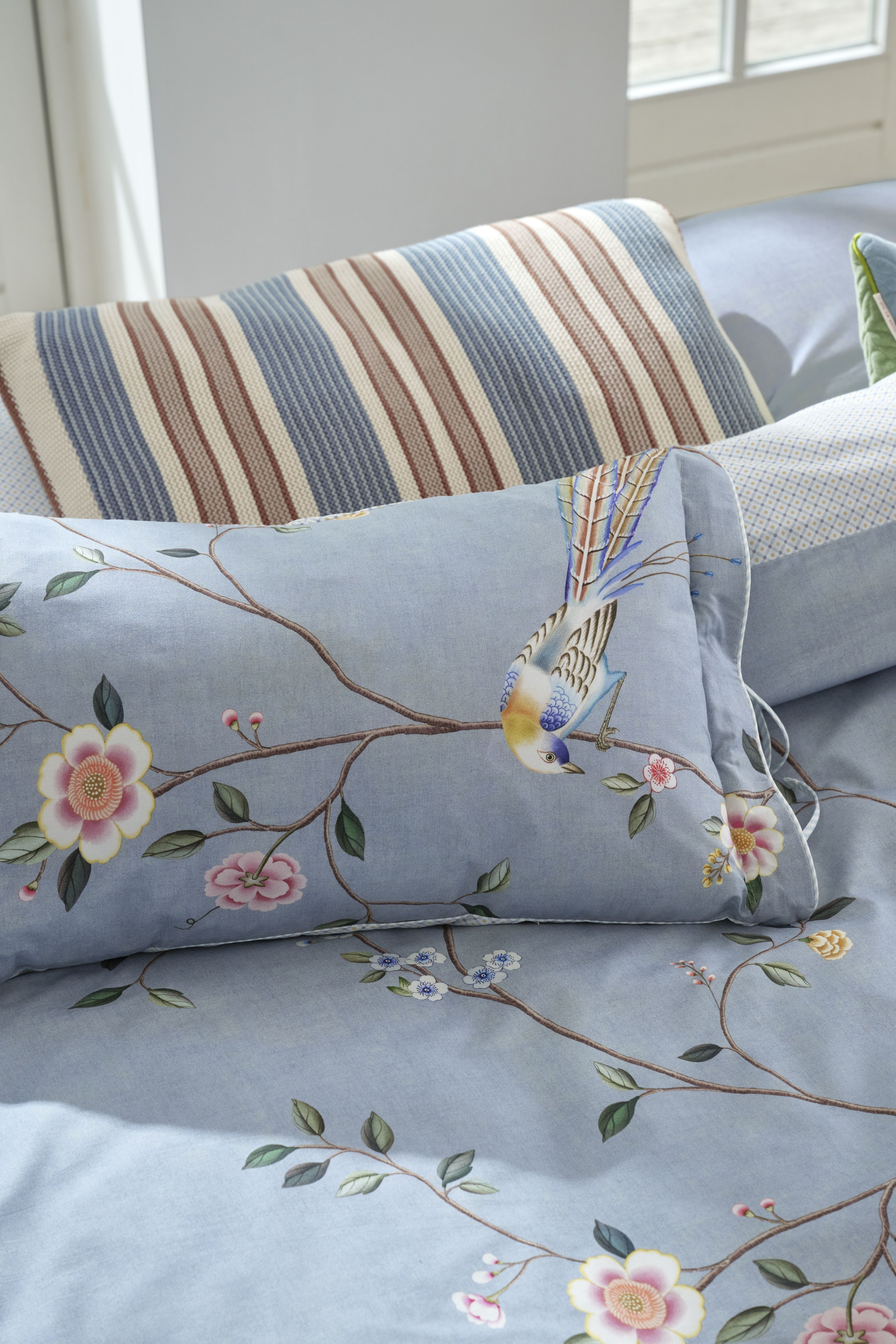 Pip Studio Bamboo Blossom Decorative Pillow - Light blue