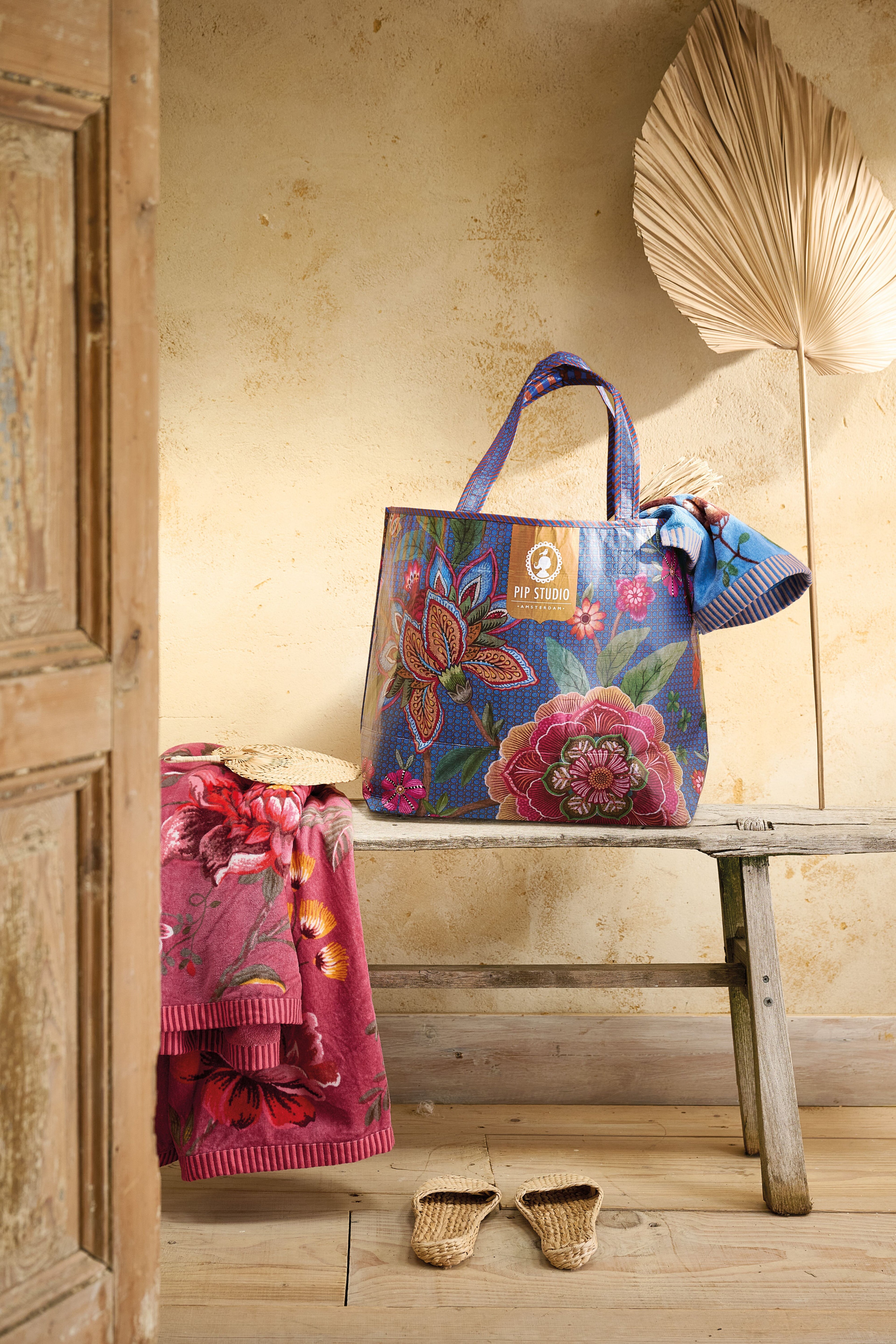 Pip Studio Bombay Beachbag - Strandtas - One size - Donkerblauw