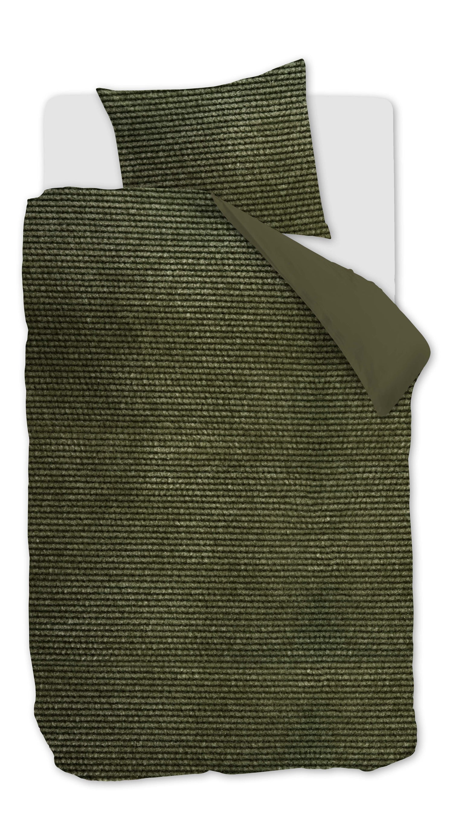 At Home by BeddingHouse Cosy Corduroy dekbedovertrek - Groen