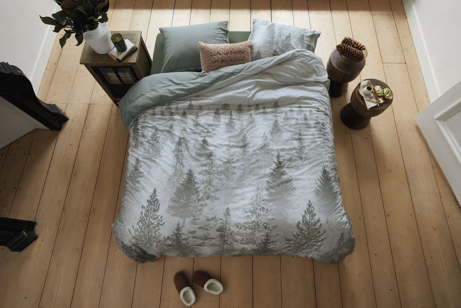Rivièra Maison Foggy Forest Dekbedovertrek - Groen
