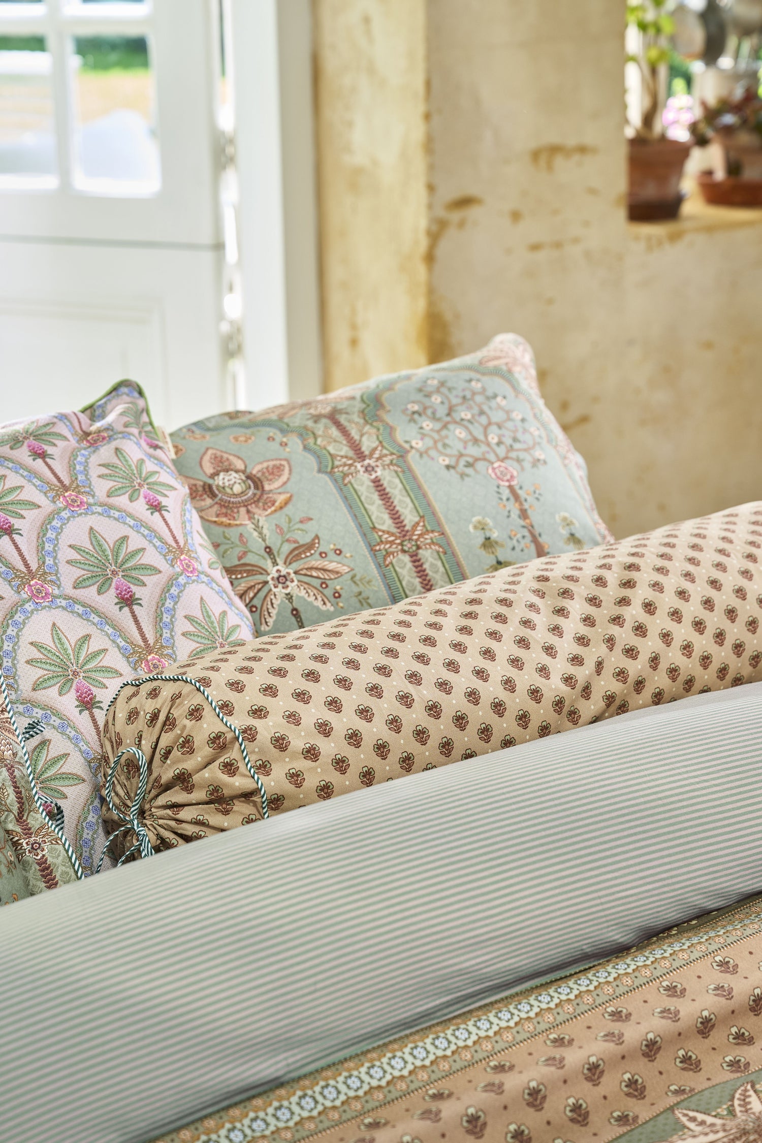 Pip Studio Jaipur Flower Decorative Cushion - Green