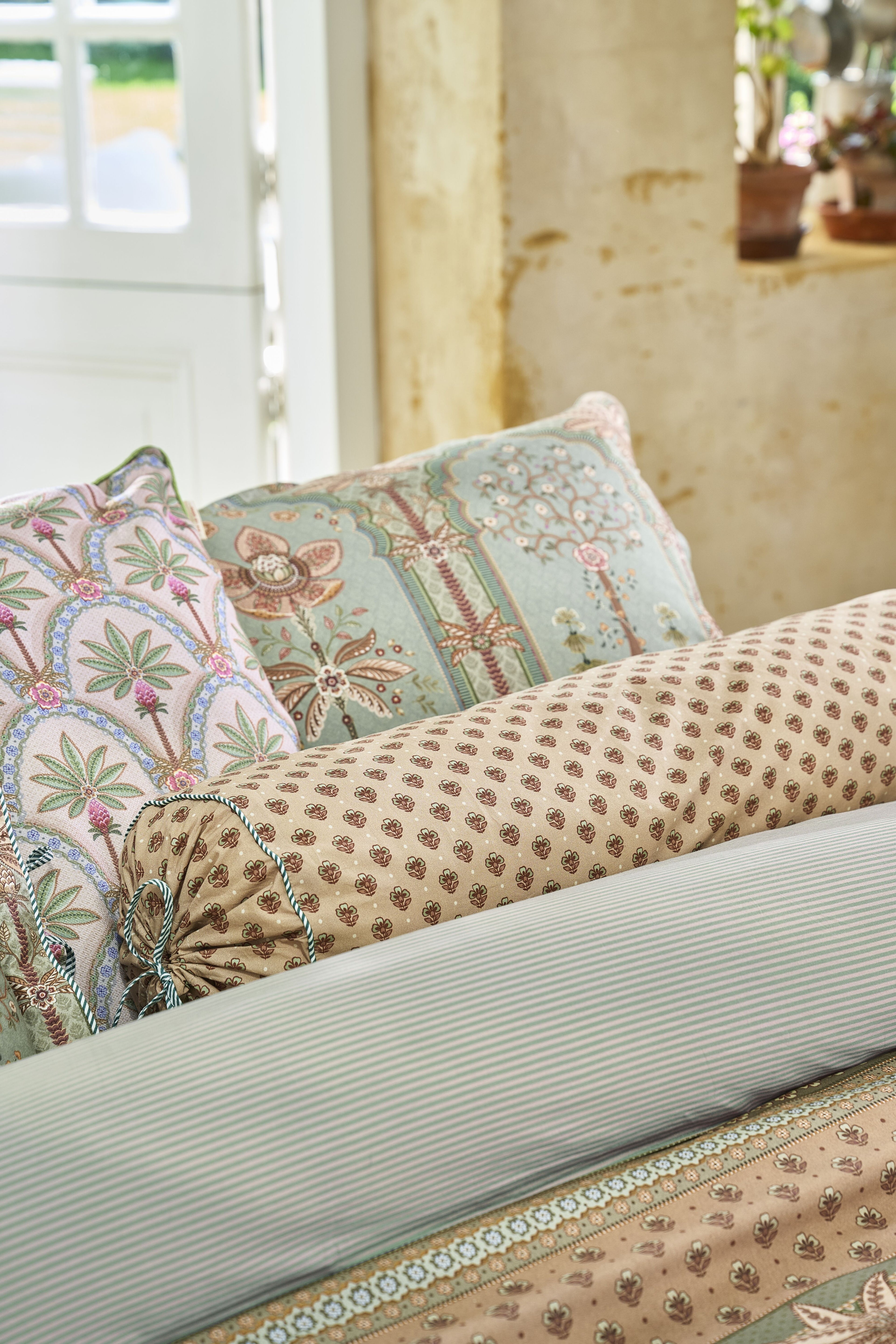 Pip Studio Jaipur Flower Decorative Cushion - Green