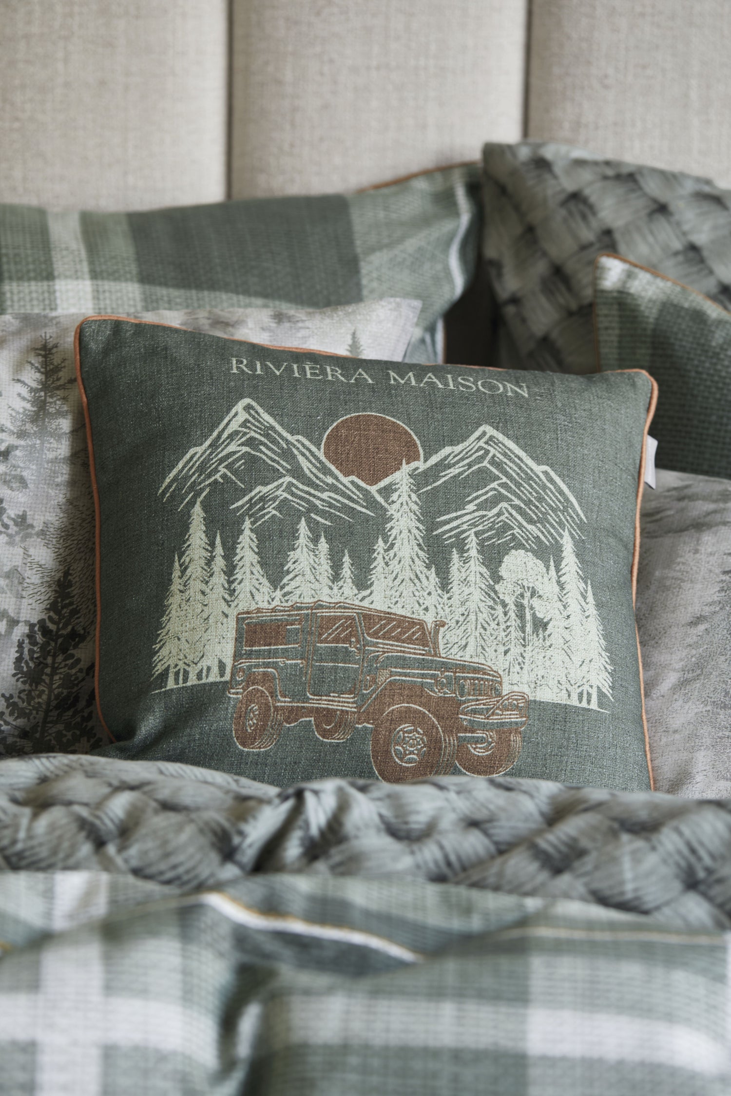 Rivièra Maison Roadtrip Cushion Decoratiekussen - Groen