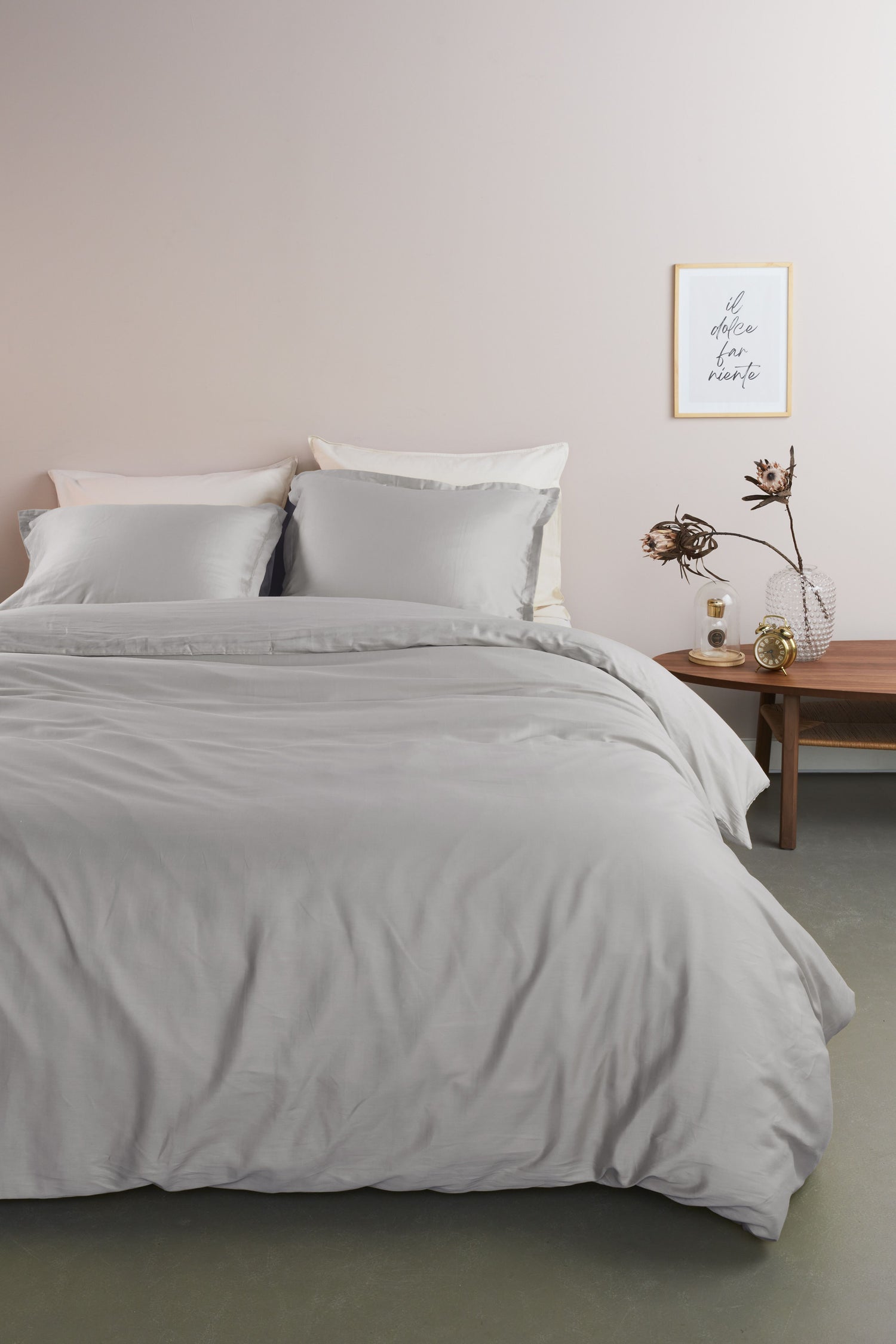 Satin Plain Duvet Cover - Grey
