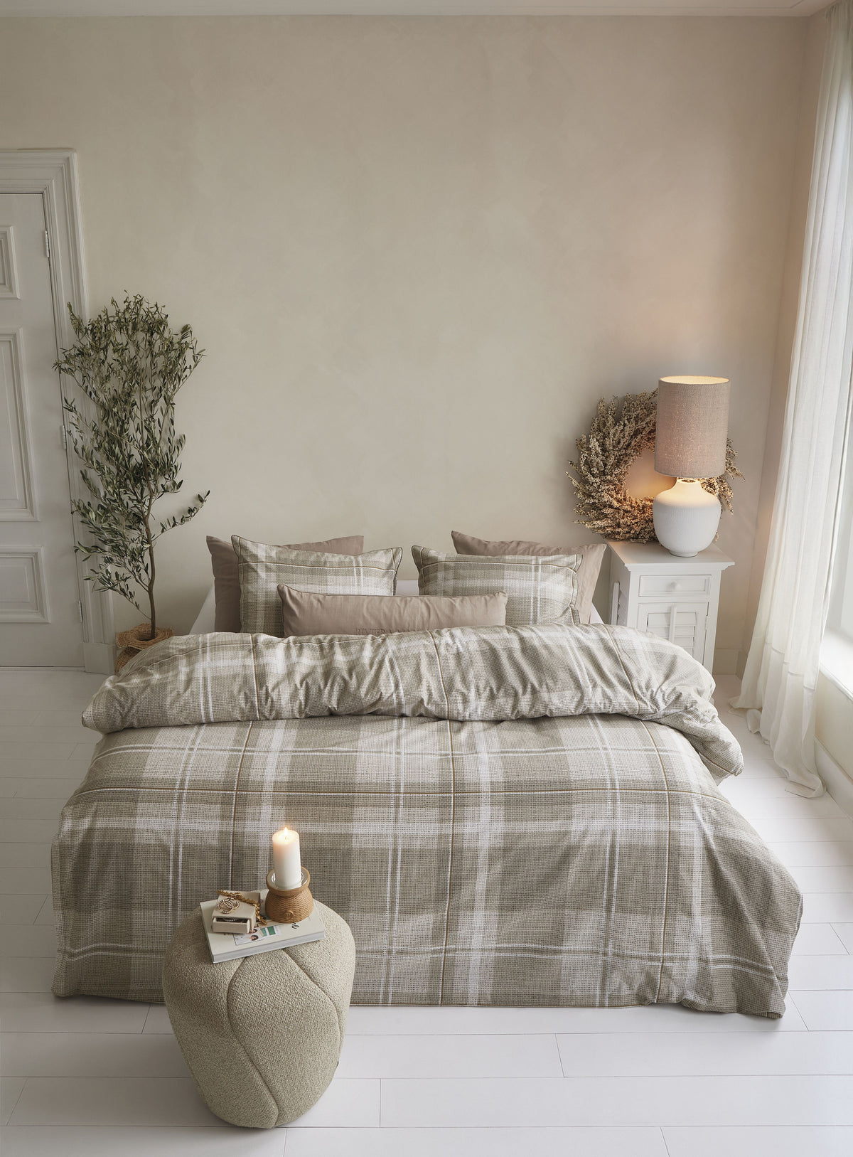 Tartan Check Duvet Cover - Sand