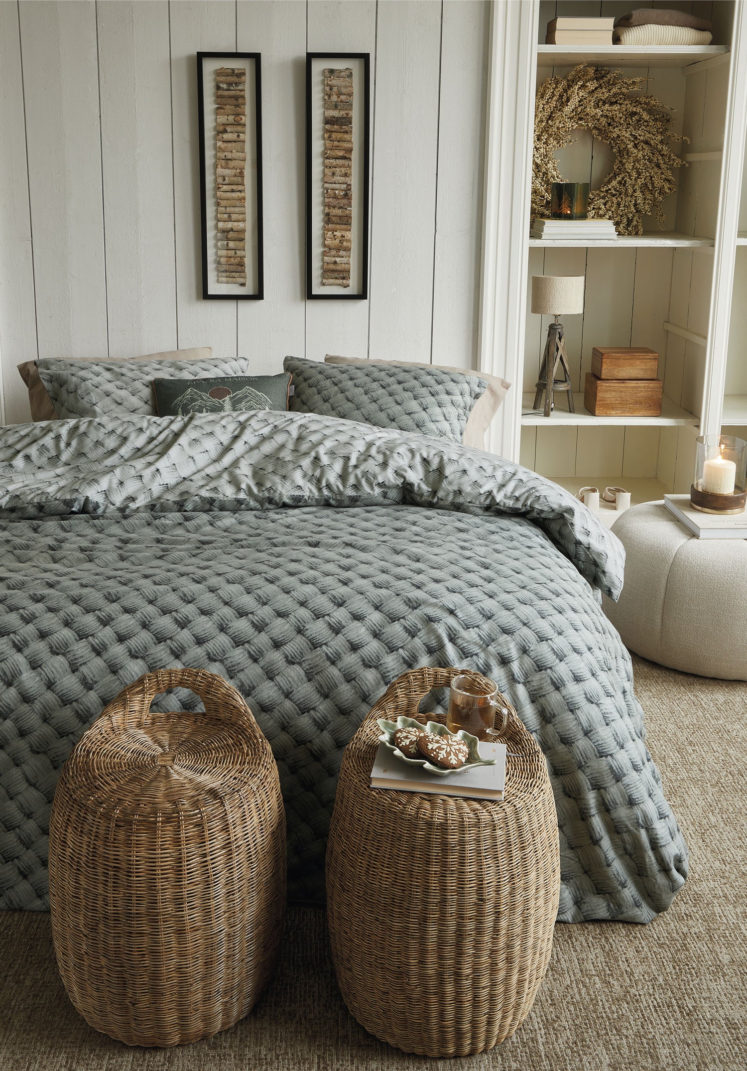 Rivièra Maison Woven Wool Dekbedovertrek - Groen