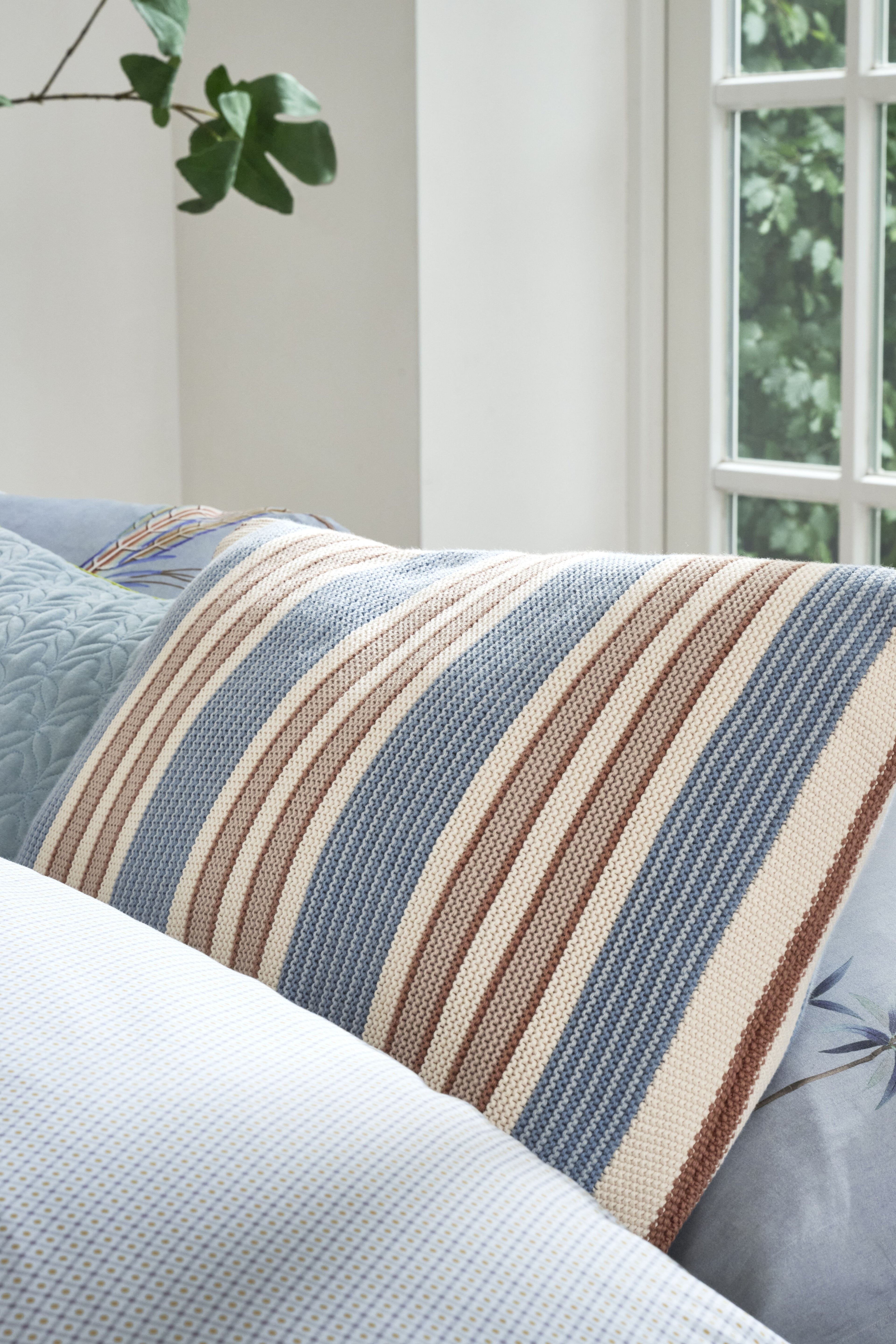 Pip Studio Bonsoir Combistripe Decorative Cushion - Blue