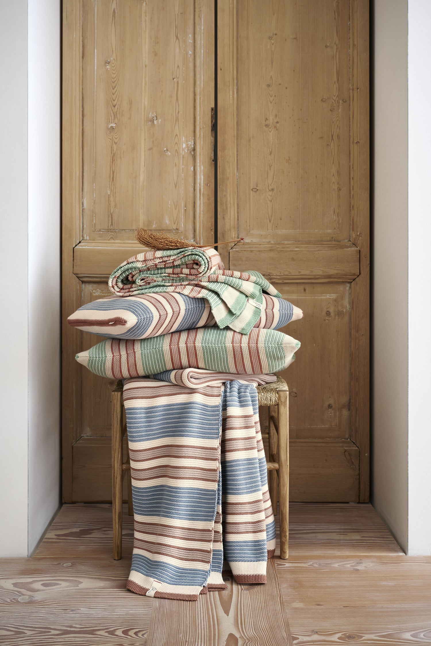 Pip Studio Bonsoir Combistripe Bedspread - Green
