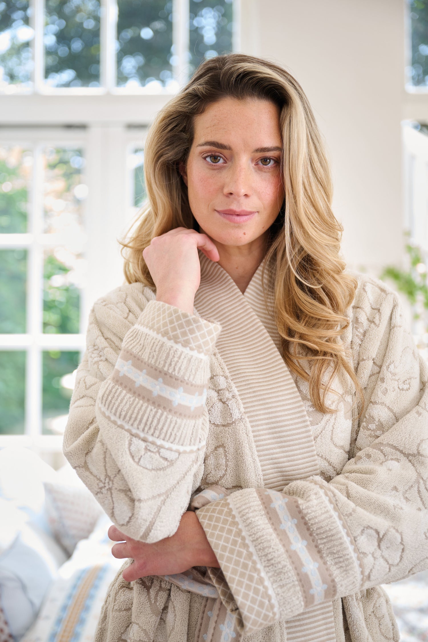 Pip Studio Jasmin Jacquard Bathrobe - Sand